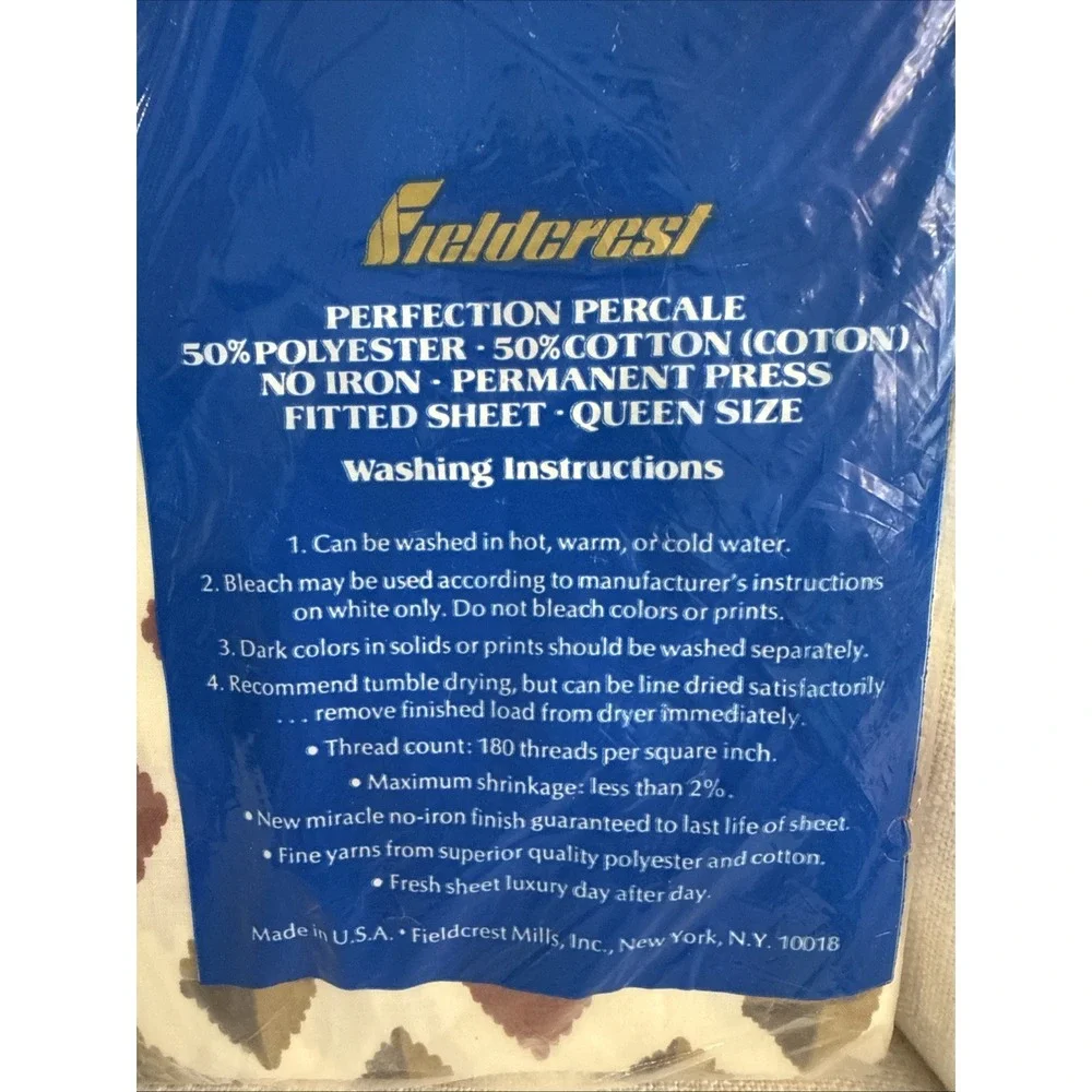 NOS Vtg Fieldcrest Queen Fitted Sheet Poncho‎ Patterns Nation Of Nations 52000